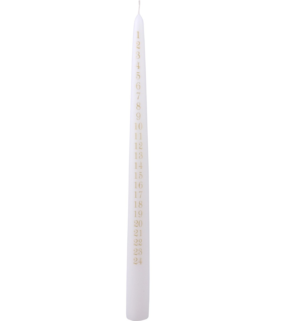 Advent Taper Candle, White with Gold image 0